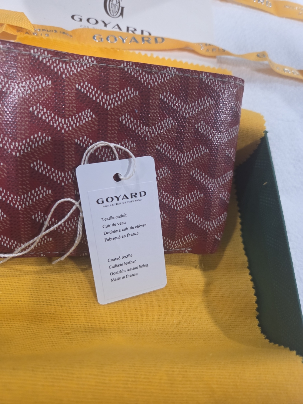 Goyard Red and White Chevron Card Holder with Branded Tag
